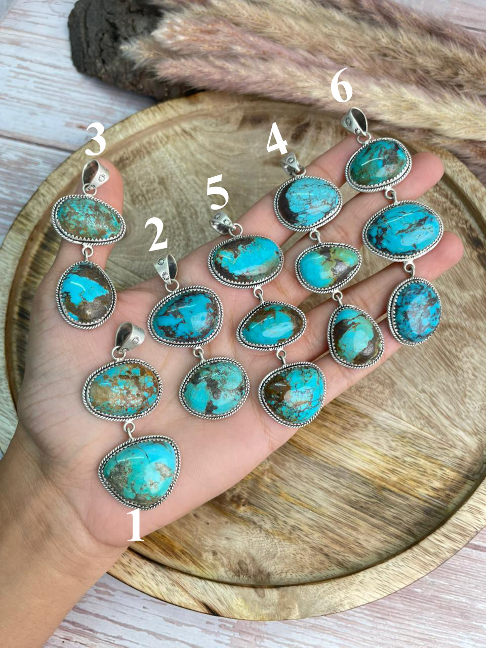 Handmade Sterling Silver Kingman Turquoise Collection: Pendant "Signed Nizhoni" (4)
