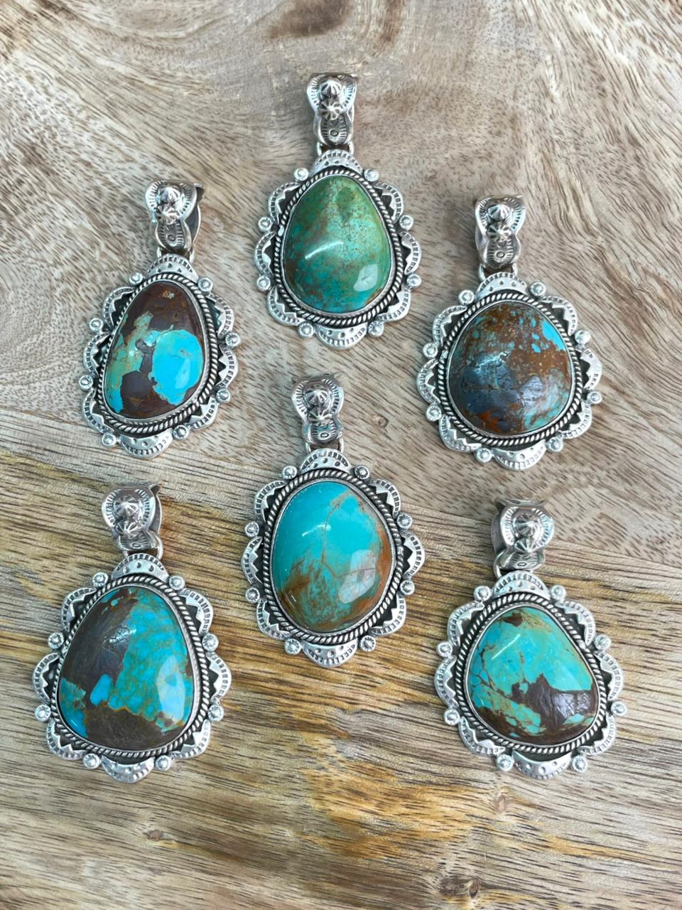 Handmade Sterling Silver Royston Turquoise Collection: Pendant "Signed Nizhoni"