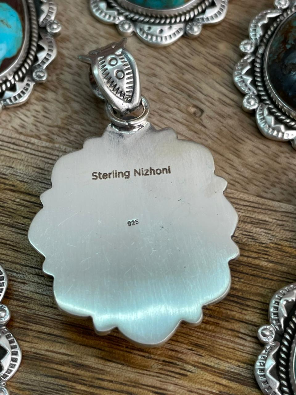 Handmade Sterling Silver Royston Turquoise Collection: Pendant "Signed Nizhoni"
