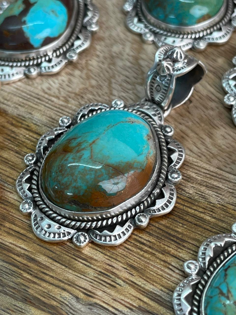 Handmade Sterling Silver Royston Turquoise Collection: Pendant "Signed Nizhoni"