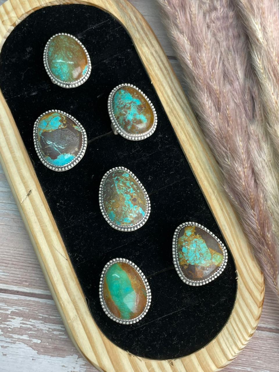 Handmade Sterling Silver Royston Turquoise Collection: Adjustable Ring "Signed Nizhoni"