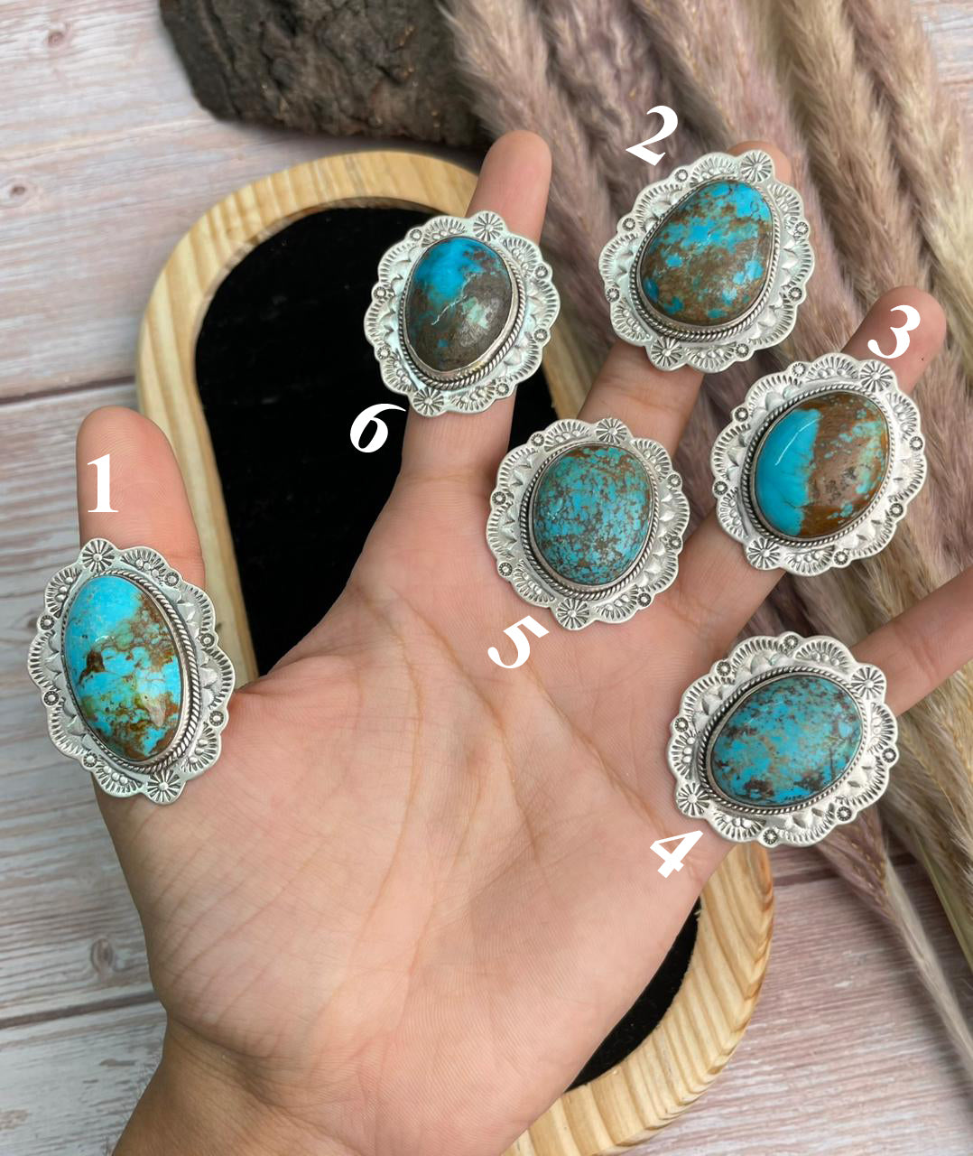 Handmade Sterling Silver Kingman Turquoise Collection: Adjustable Ring "Signed Nizhoni" (7)