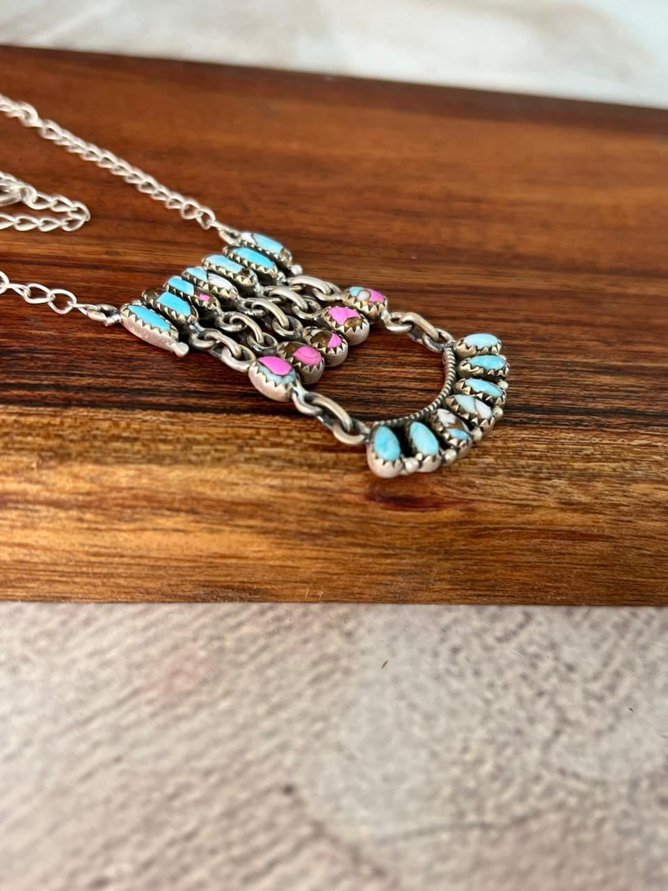 Handmade Sterling Silver Cotton Candy Necklace "Signed Nizhoni"