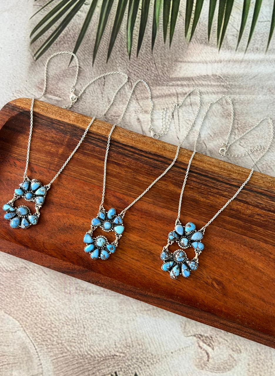 Handmade Sterling Silver Golden Hills Turquoise Necklace "Signed Nizhoni"