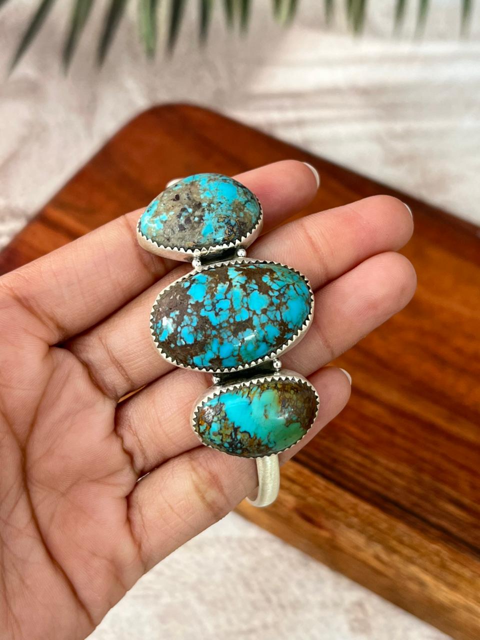 Handmade Sterling Silver Royston Turquoise Collection: Cuff Bracelet "Signed Nizhoni"