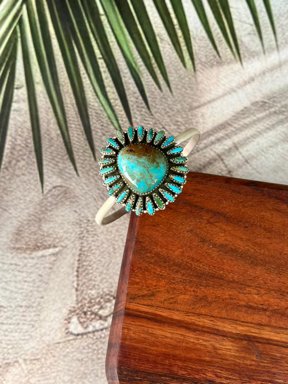 Handmade Sterling Silver Royston Turquoise Collection: Cuff Bracelet "Signed Nizhoni"