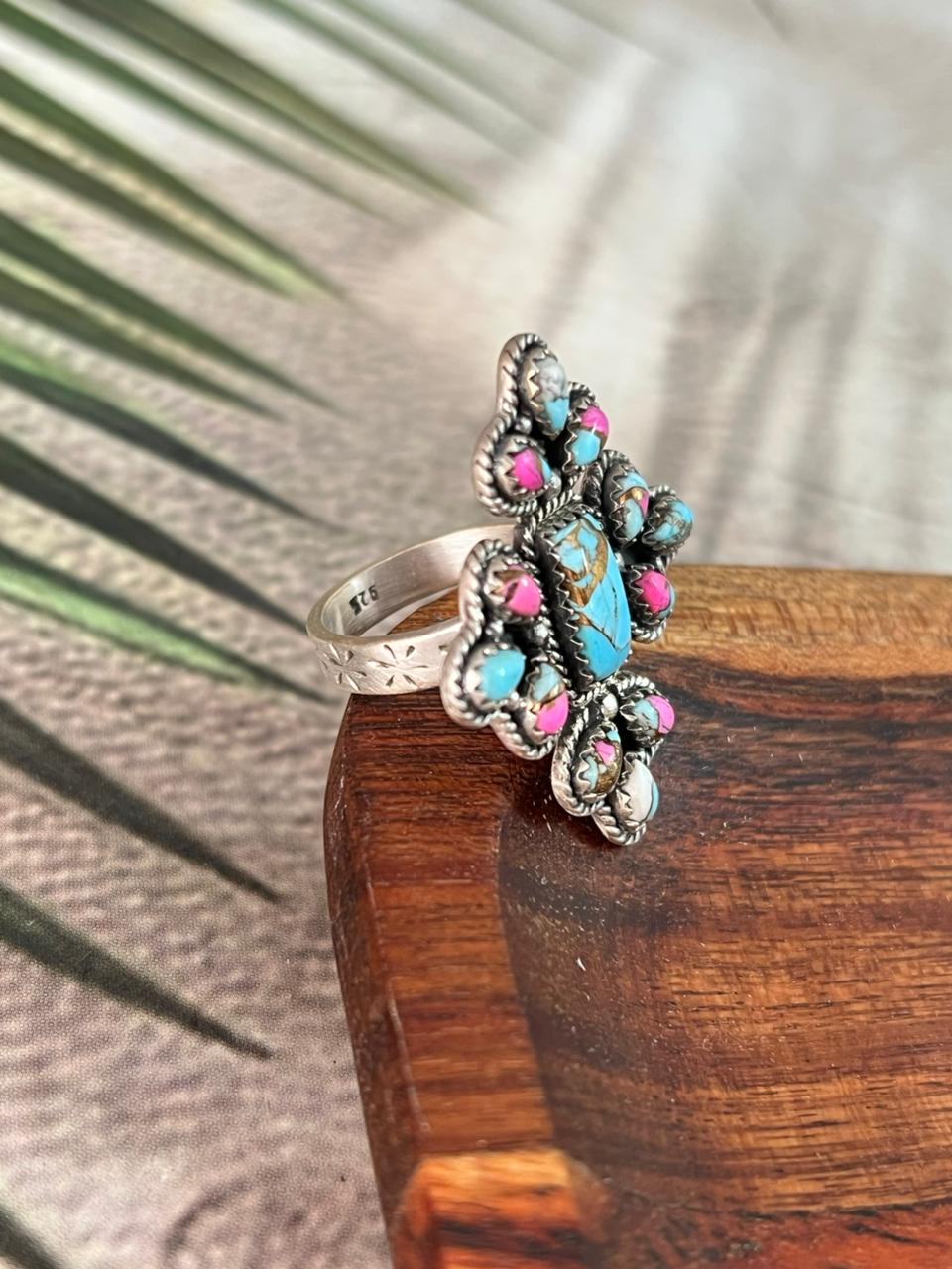 Handmade Sterling Silver Cotton Candy Adjustable Ring "Signed Nizhoni"