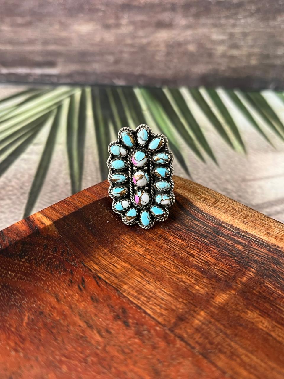 Handmade Sterling Silver Cotton Candy Adjustable Ring "Signed Nizhoni"