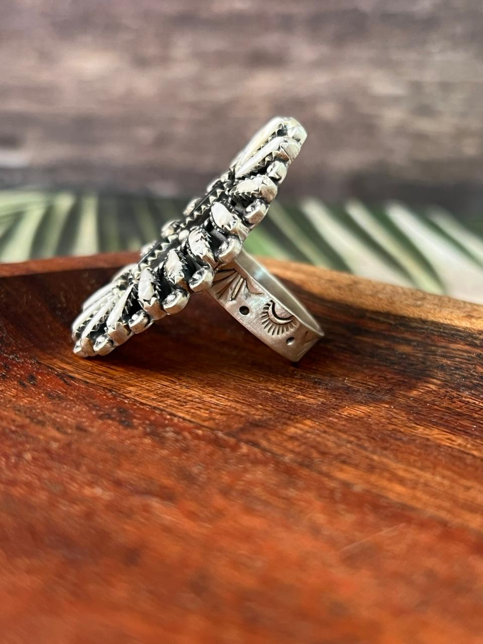 Handmade Sterling Silver White Buffalo Adjustable Ring "Signed Nizhoni"
