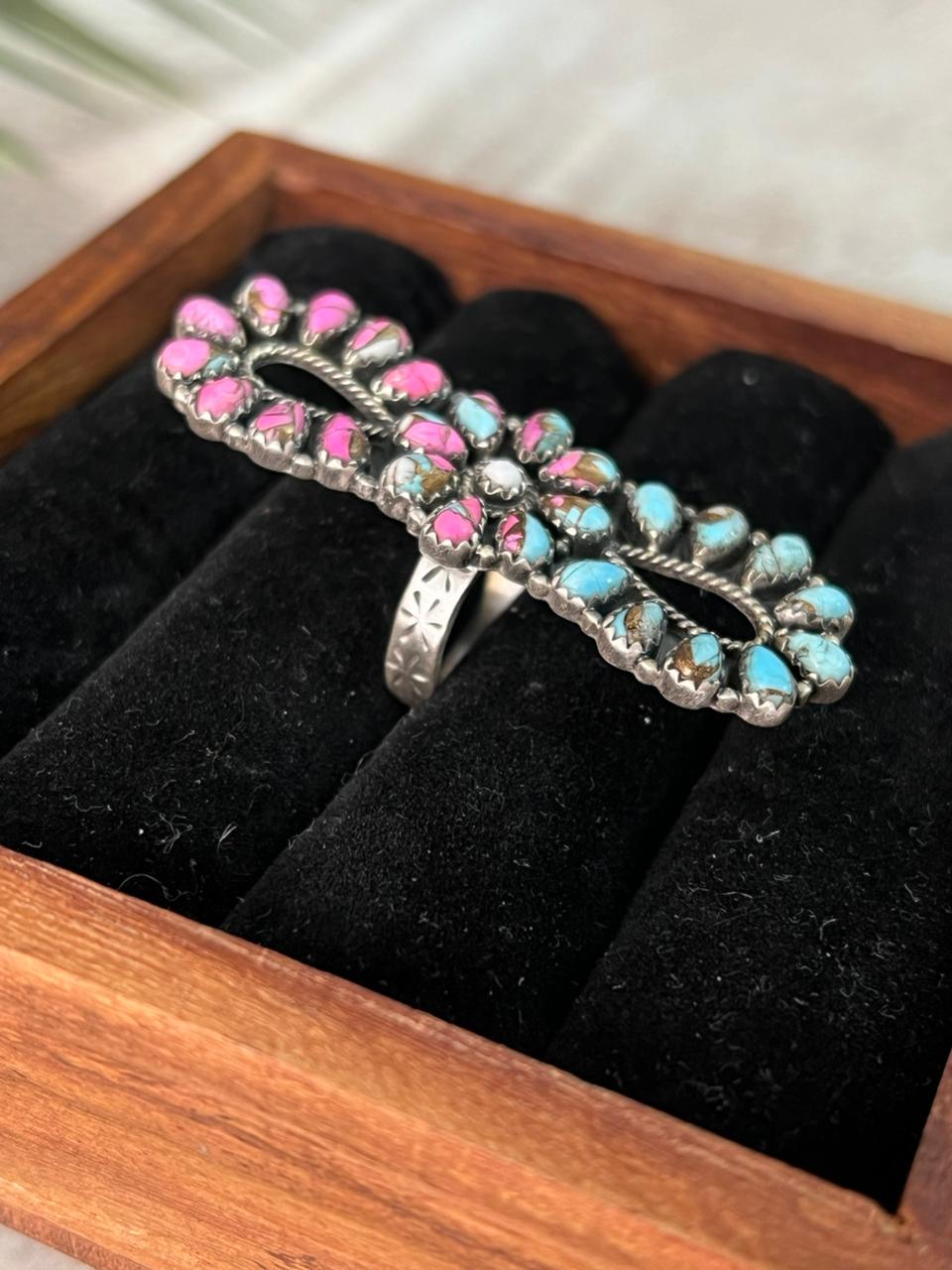 Handmade Sterling Silver Cotton Candy Adjustable Ring "Signed Nizhoni" (9)