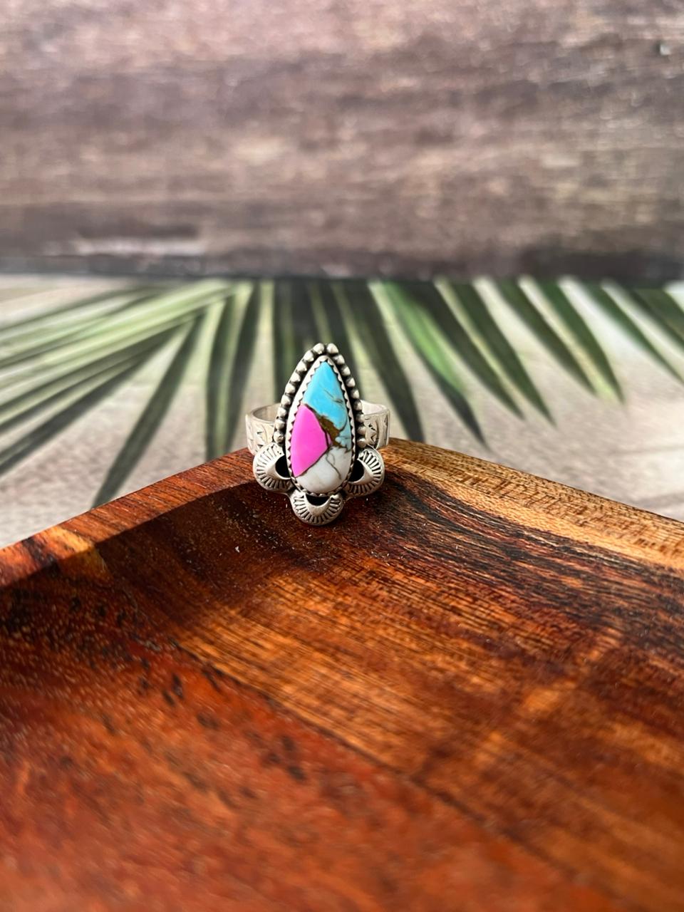 Handmade Sterling Silver Cotton Candy Adjustable Ring "Signed Nizhoni"