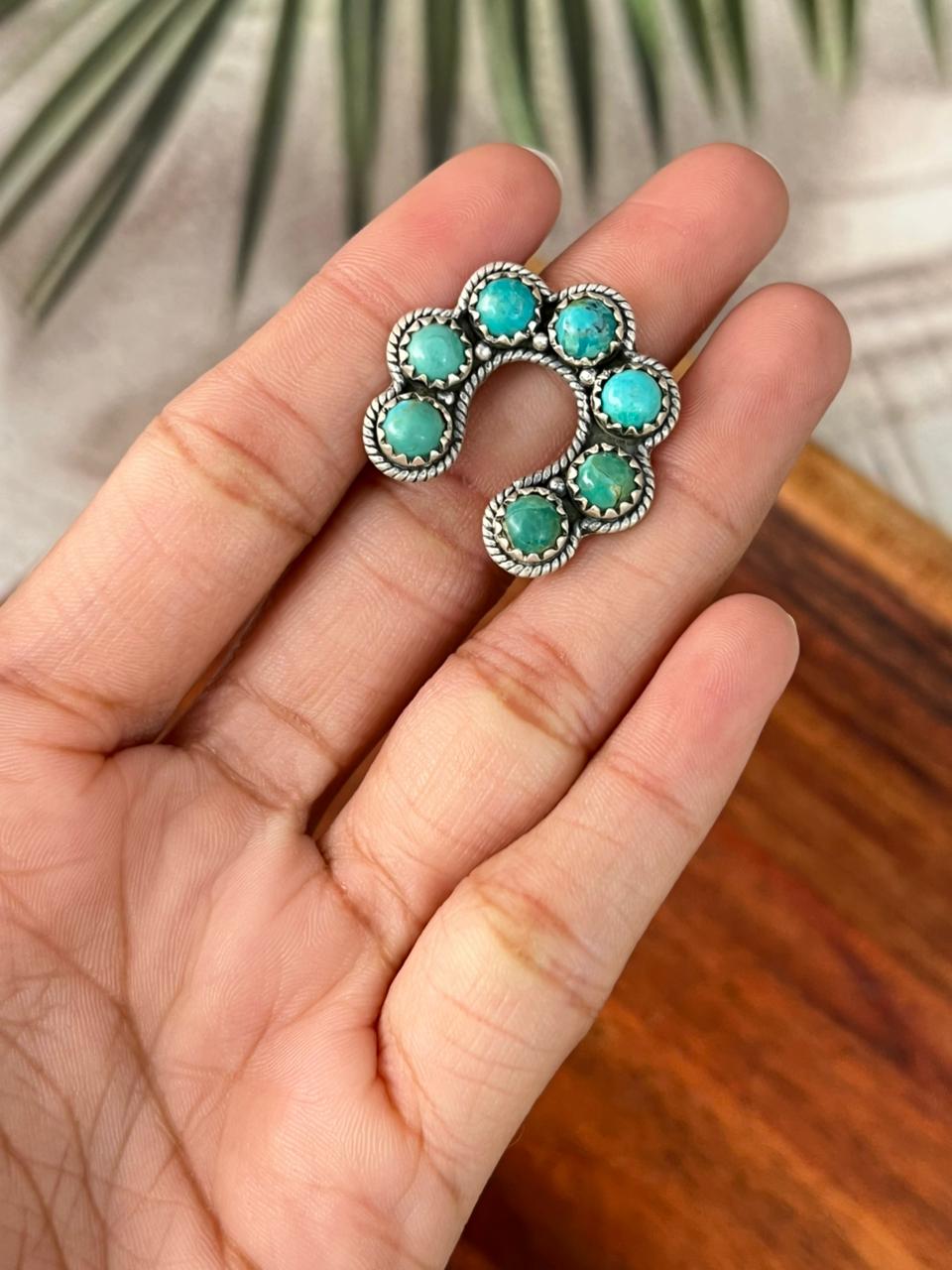 Handmade Sterling Silver Kingman Turquoise Adjustable Naja Ring "Signed Nizhoni"