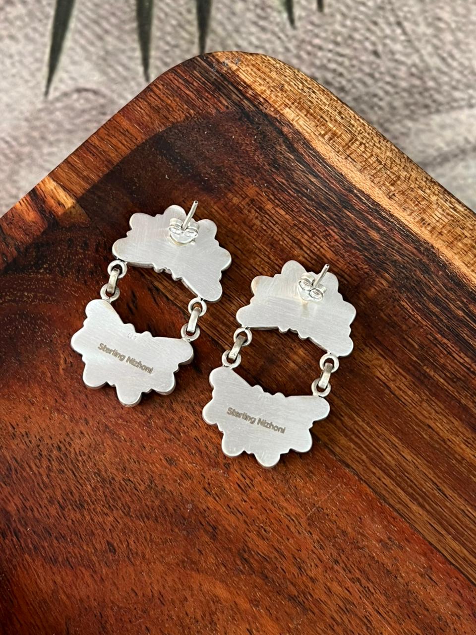 Handmade Sterling Silver Cotton Candy Post Dangle Earrings "Signed Nizhoni"