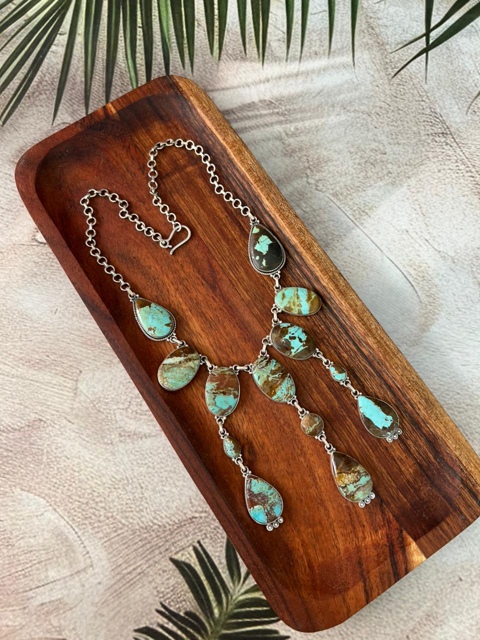 Handmade Sterling Silver Number 8 Turquoise Necklace "Signed Nizhoni"