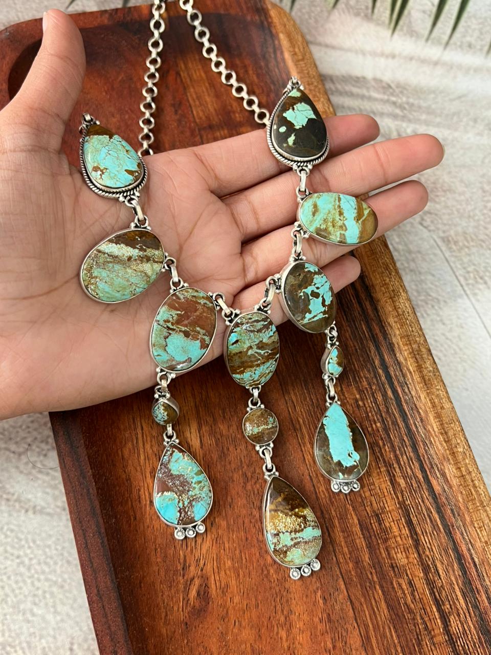 Handmade Sterling Silver Number 8 Turquoise Necklace "Signed Nizhoni"
