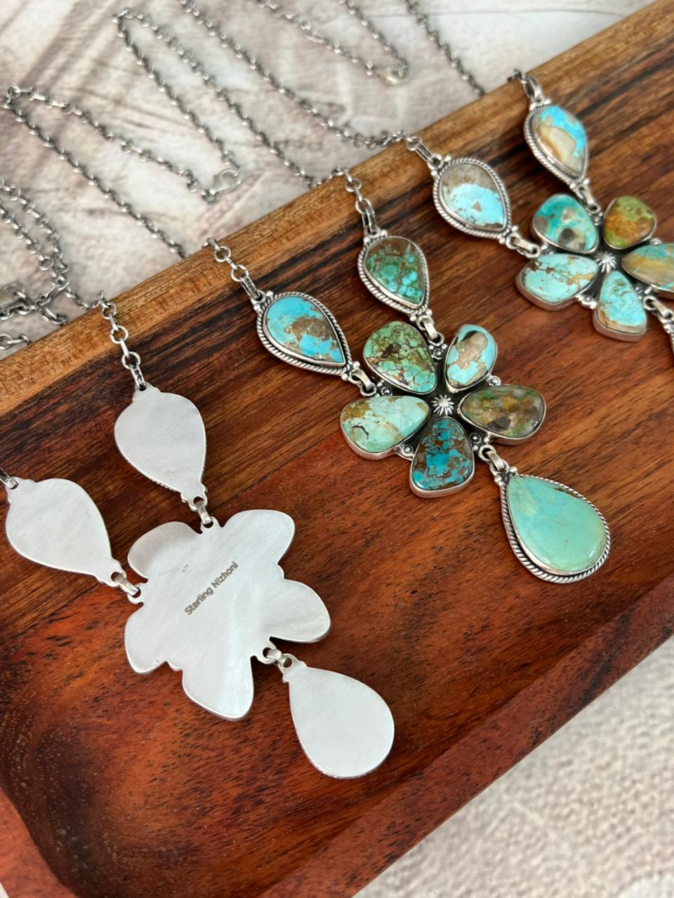 Handmade Sterling Silver Royston Turquoise Necklace "Signed Nizhoni"