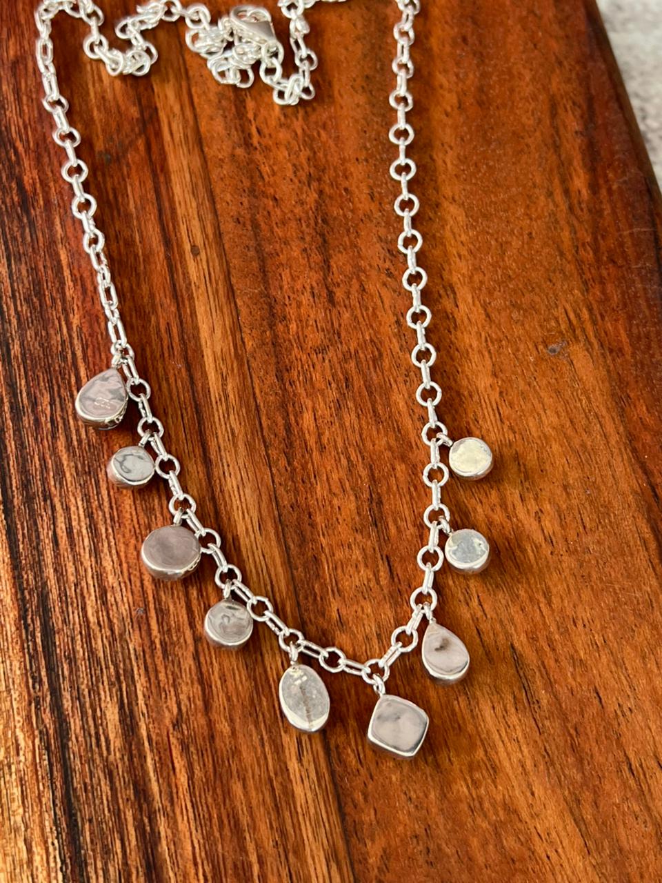 Handmade Sterling Silver Paloma with White Water Turquoise Necklace Signed Nizhoni (7)