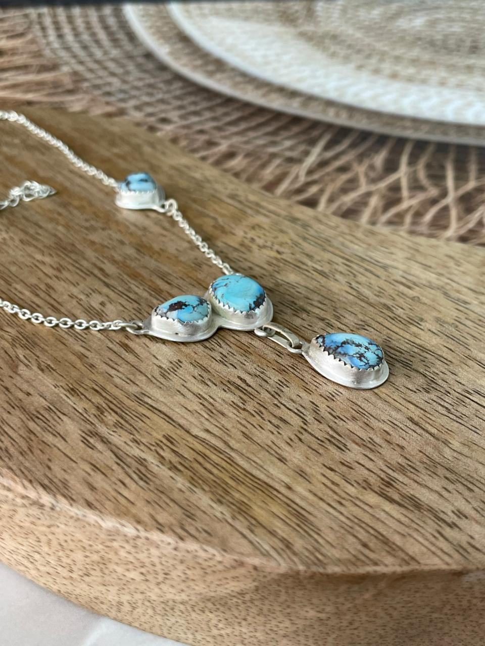 Handmade Sterling Silver Golden Hills Turquoise Necklace Signed Nizhoni (2)
