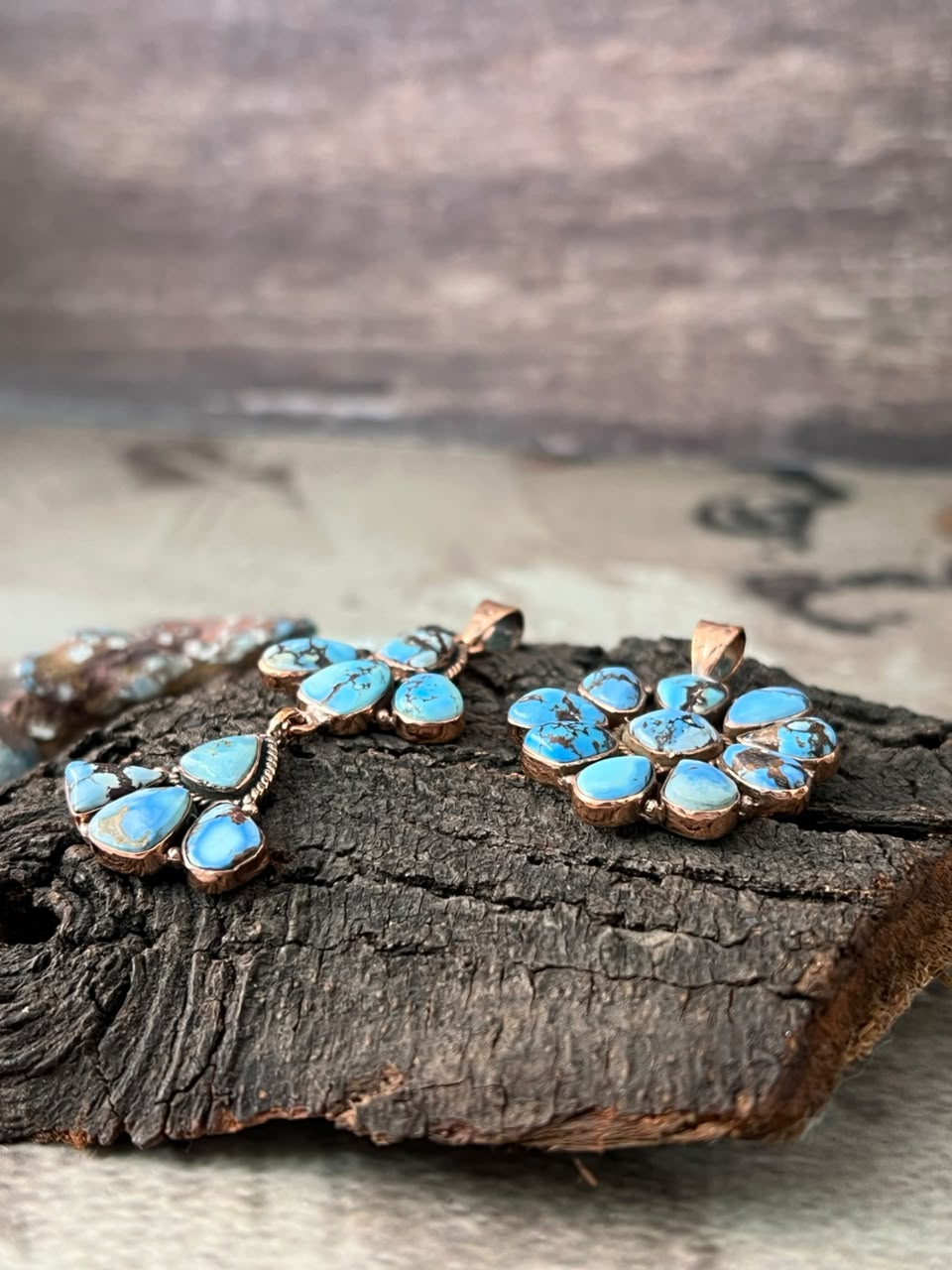 Handmade Golden Hills Turquoise Copper Collection: Pendant Signed Nizhoni