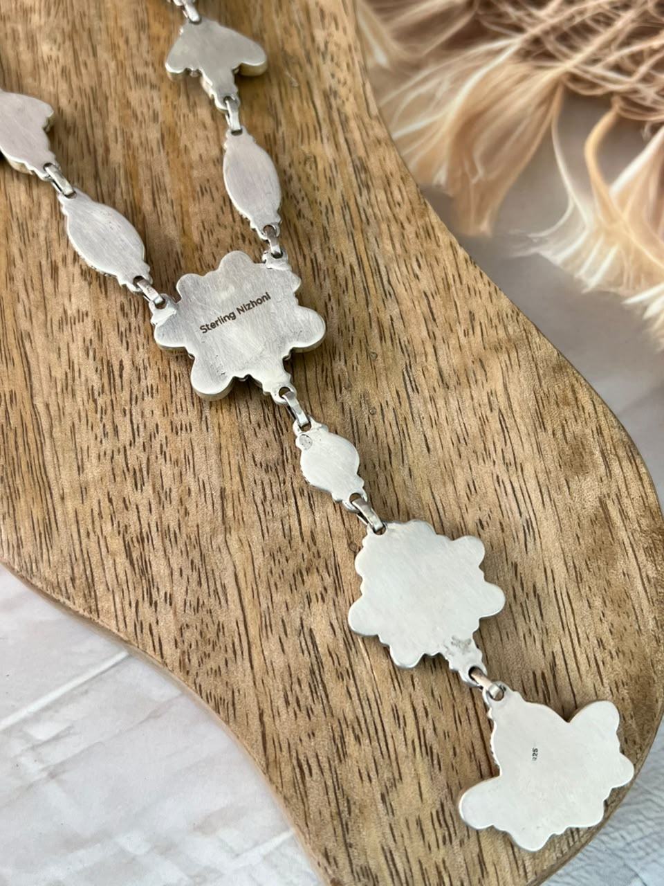 Handmade Sterling Silver Golden Hills Turquoise Necklace Signed Nizhoni