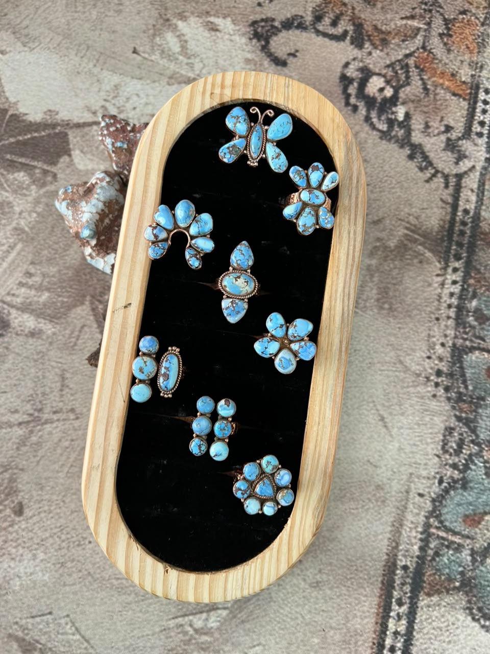 Handmade Golden Hills Turquoise Copper Collection: Adjustable Ring Signed Nizhoni