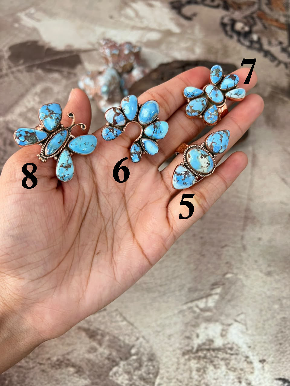 Handmade Golden Hills Turquoise Copper Collection: Adjustable Ring Signed Nizhoni