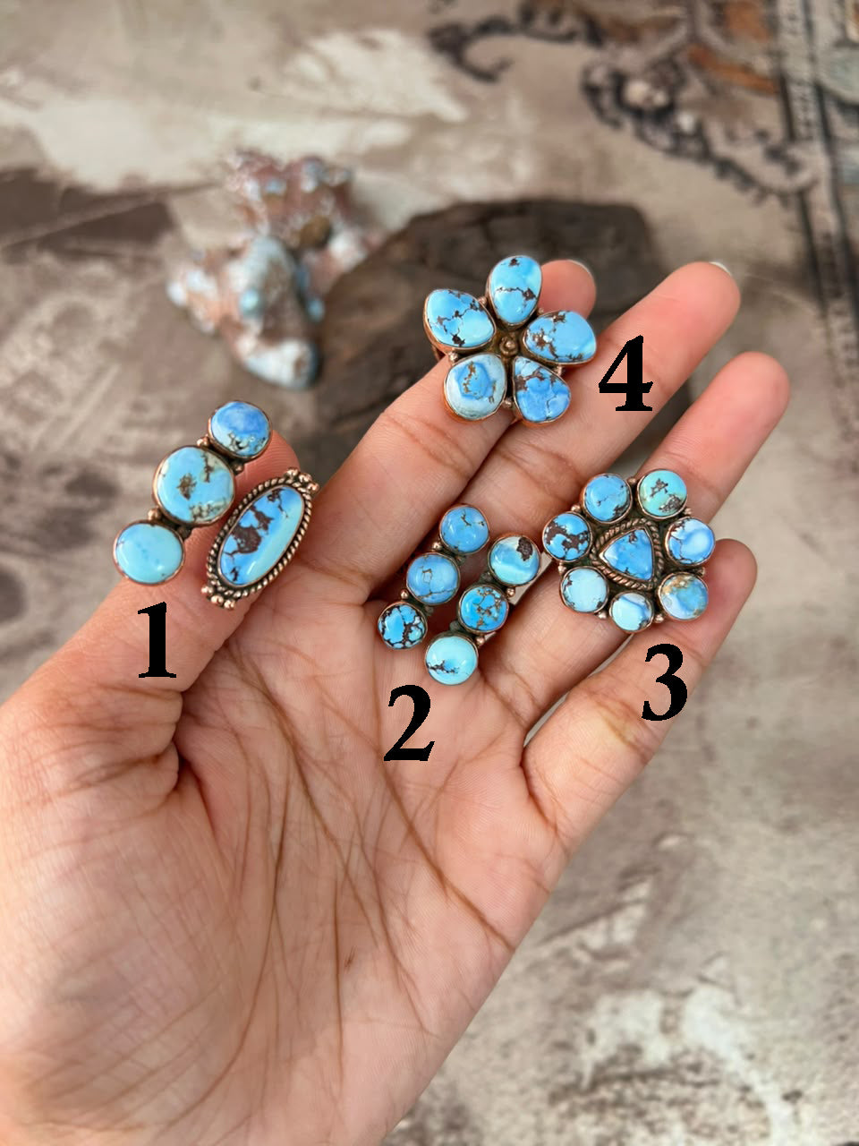 Handmade Golden Hills Turquoise Copper Collection: Adjustable Ring Signed Nizhoni