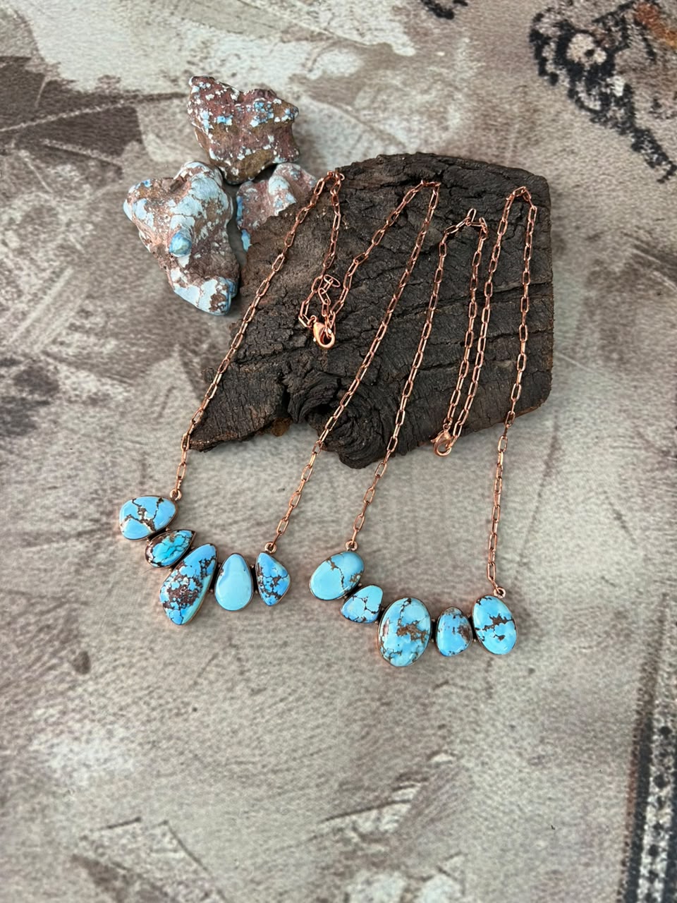Handmade Golden Hills Turquoise Copper Collection: Necklace Signed Nizhoni