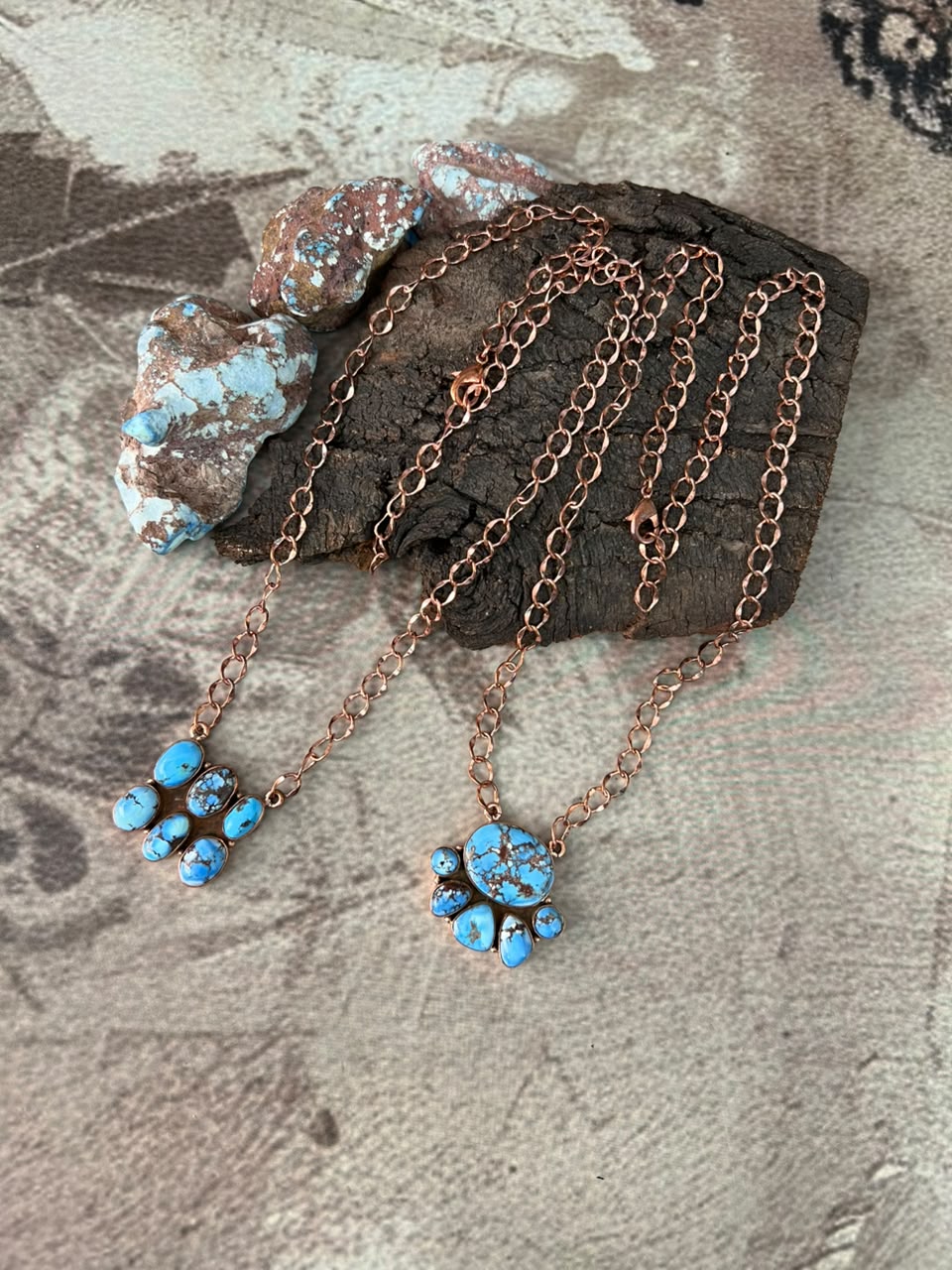 Handmade Golden Hills Turquoise Copper Collection: Necklace Signed Nizhoni