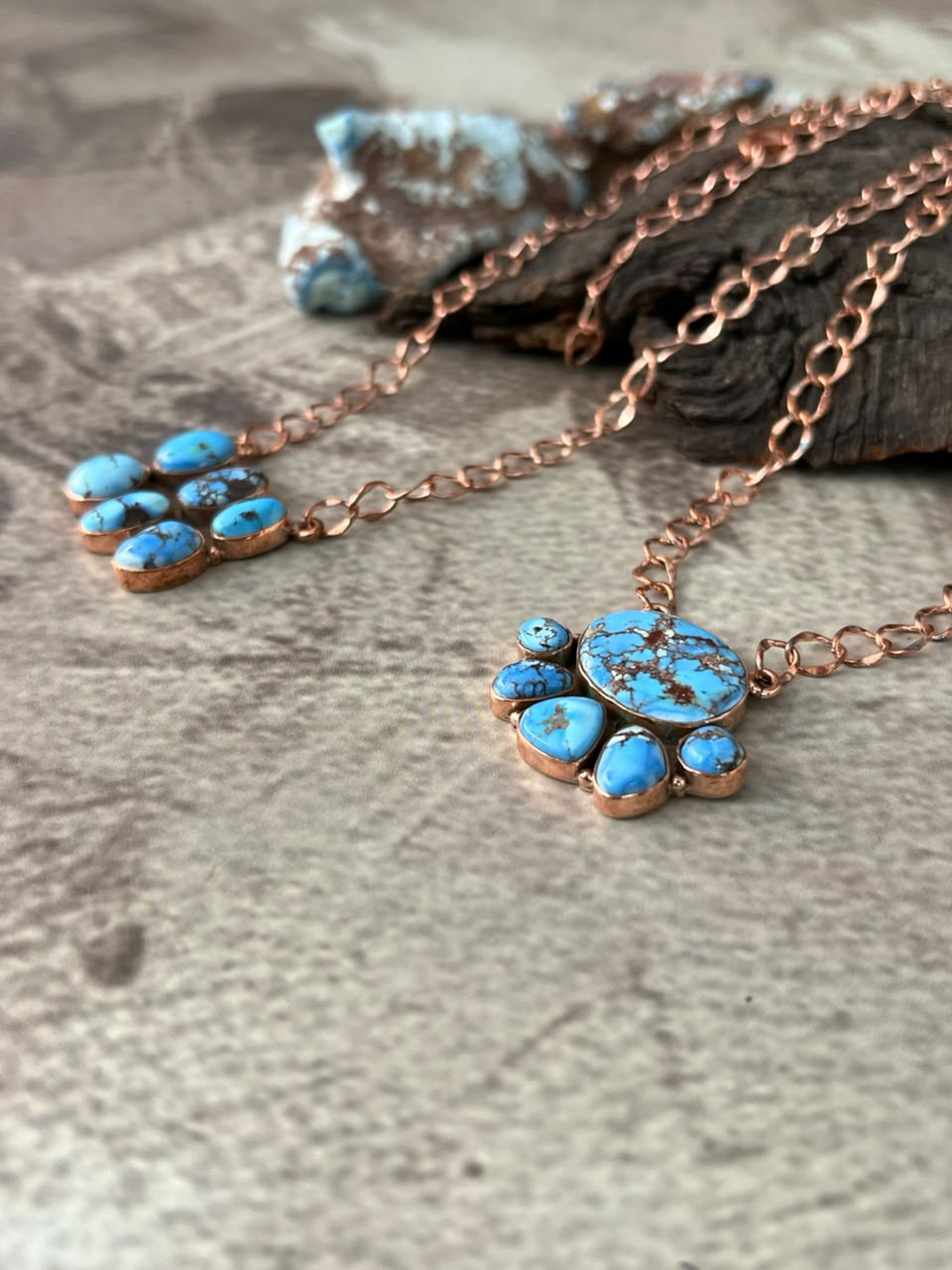 Handmade Golden Hills Turquoise Copper Collection: Necklace Signed Nizhoni