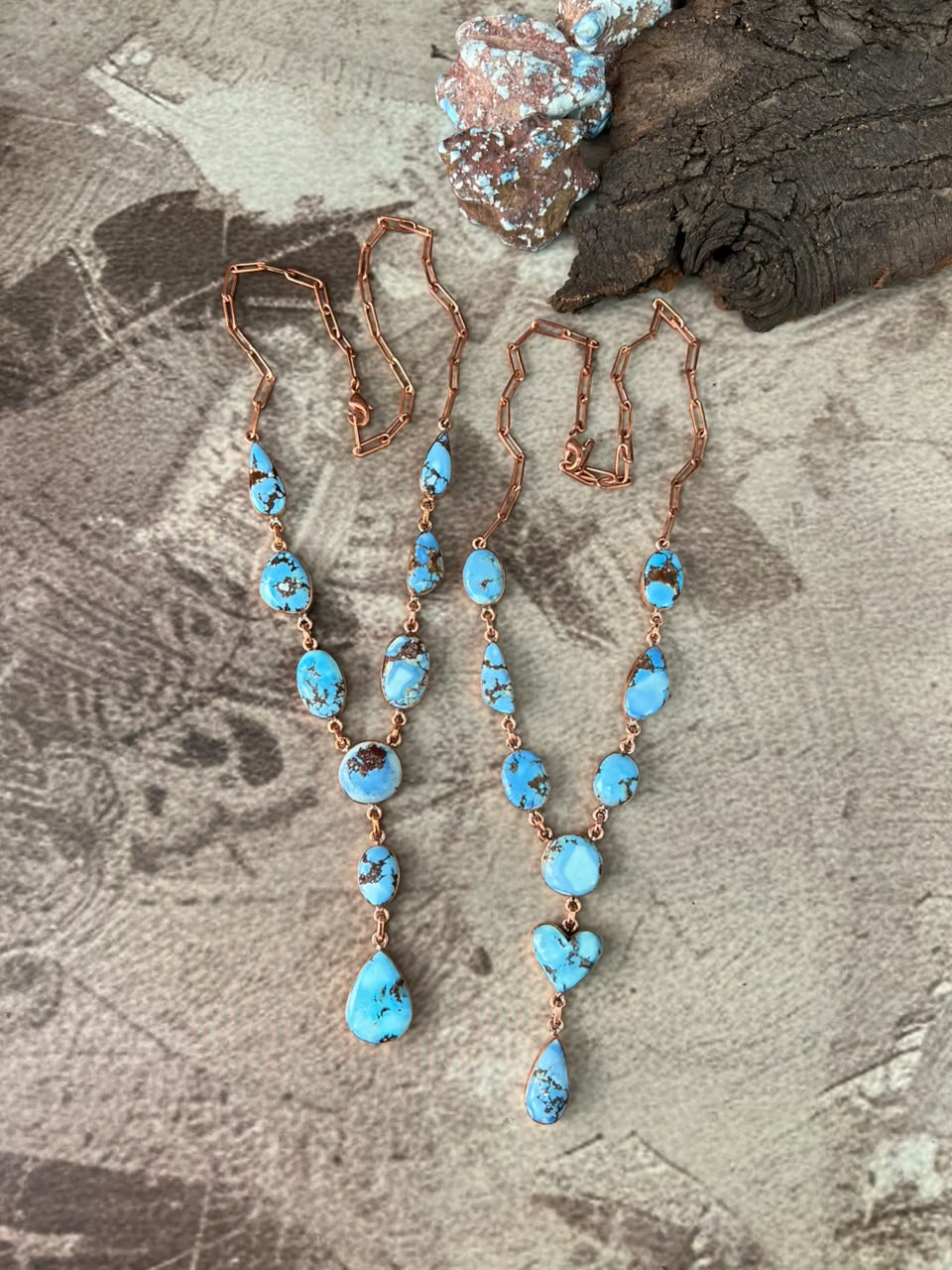 Handmade Golden Hills Turquoise Copper Collection: Necklace Signed Nizhoni
