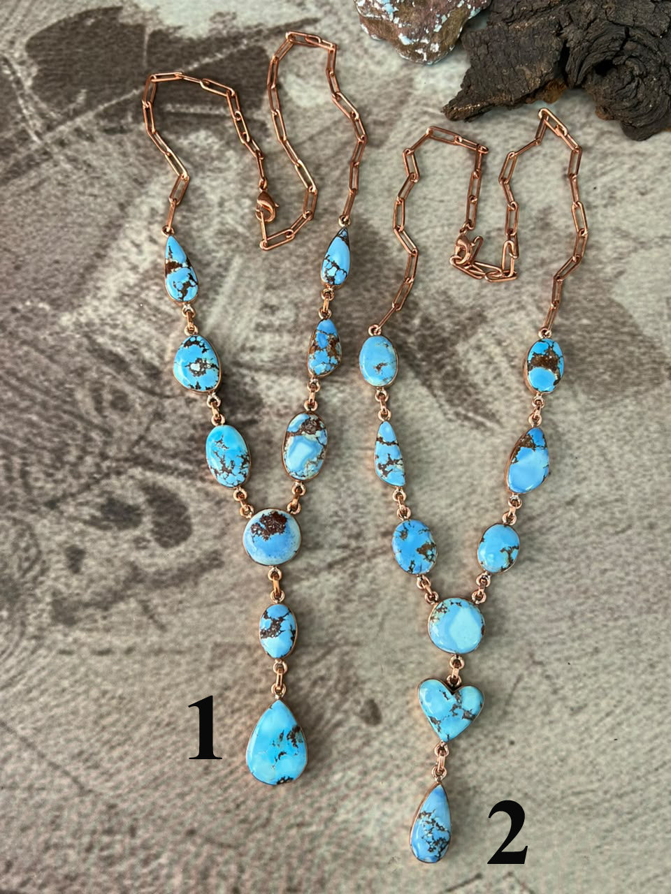 Handmade Golden Hills Turquoise Copper Collection: Necklace Signed Nizhoni