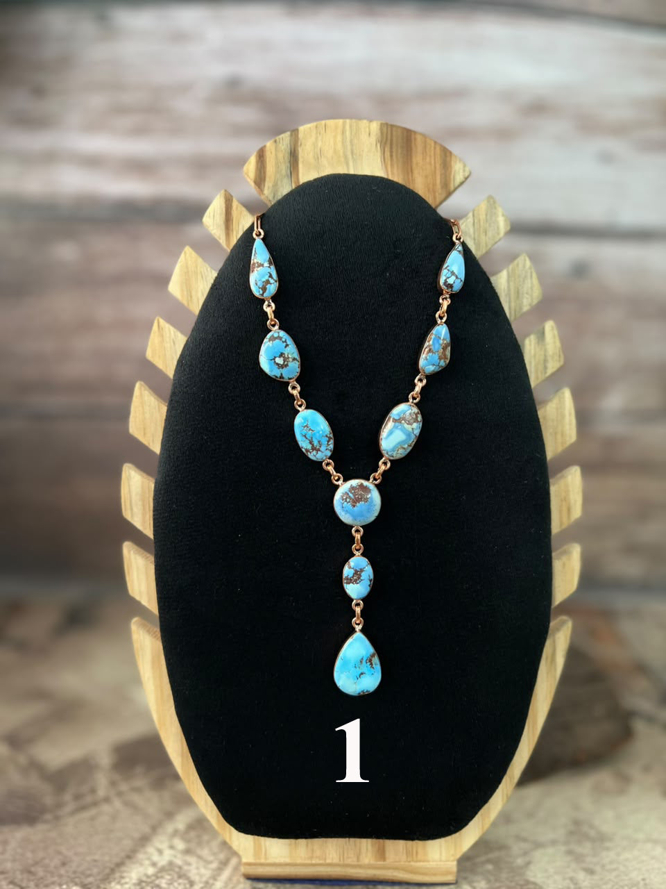 Handmade Golden Hills Turquoise Copper Collection: Necklace Signed Nizhoni