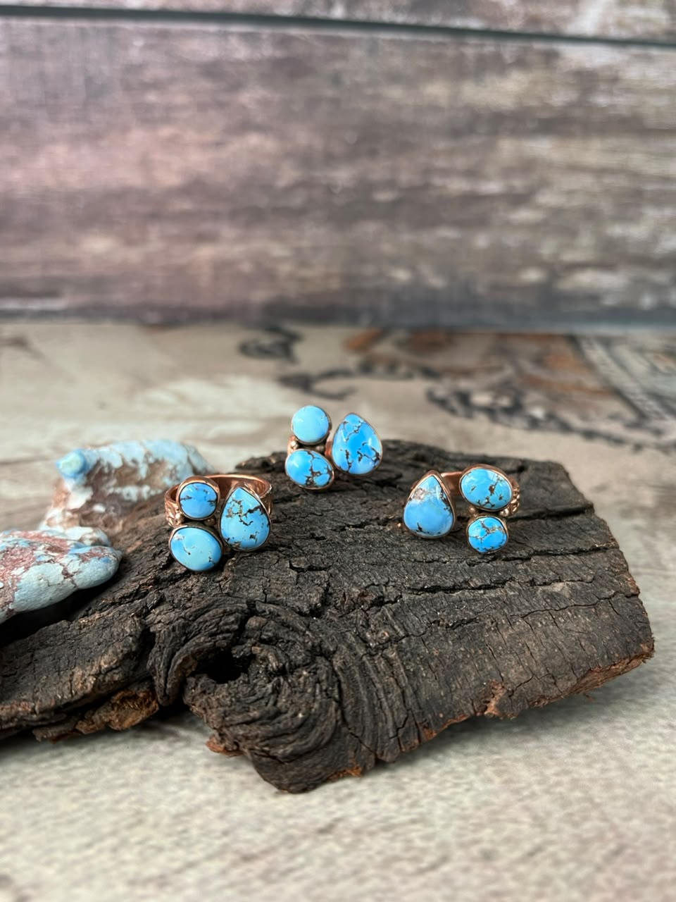 Handmade Golden Hills Turquoise Copper Collection: Adjustable Ring Signed Nizhoni