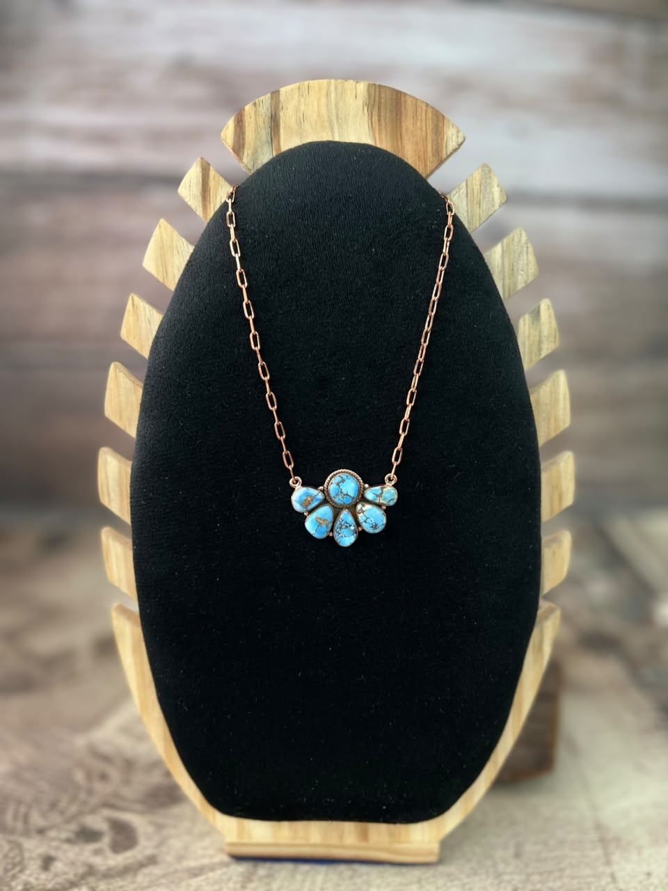 Handmade Golden Hills Turquoise Copper Collection: Necklace Signed Nizhoni