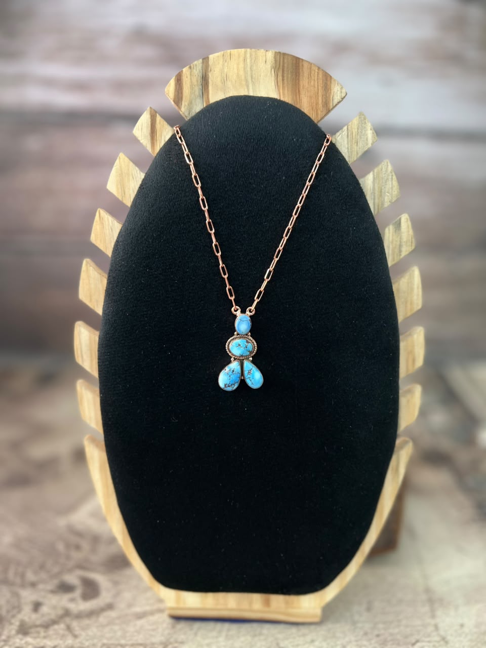 Handmade Golden Hills Turquoise Copper Collection: Necklace Signed Nizhoni