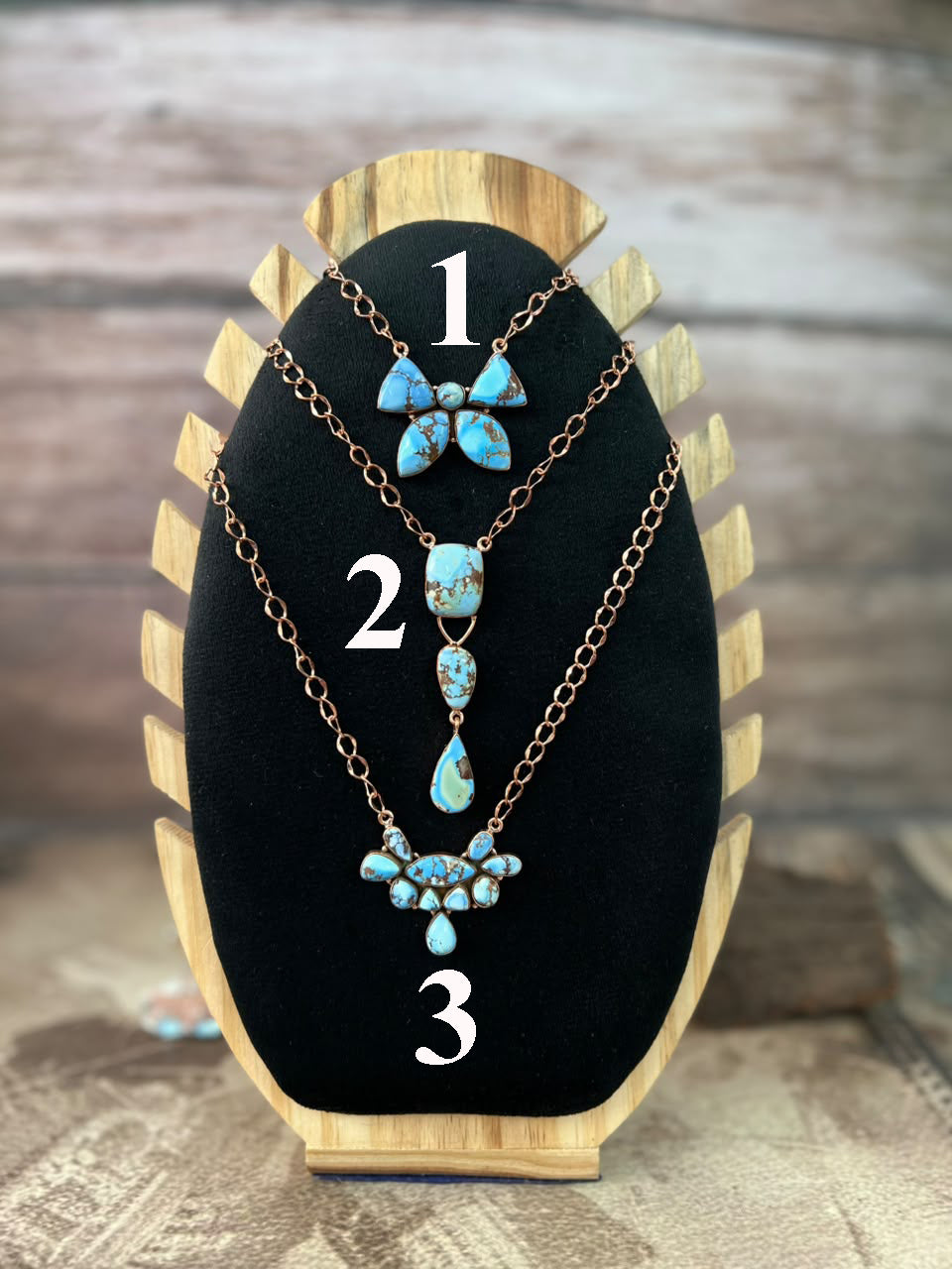 Handmade Golden Hills Turquoise Copper Collection: Necklace Signed Nizhoni