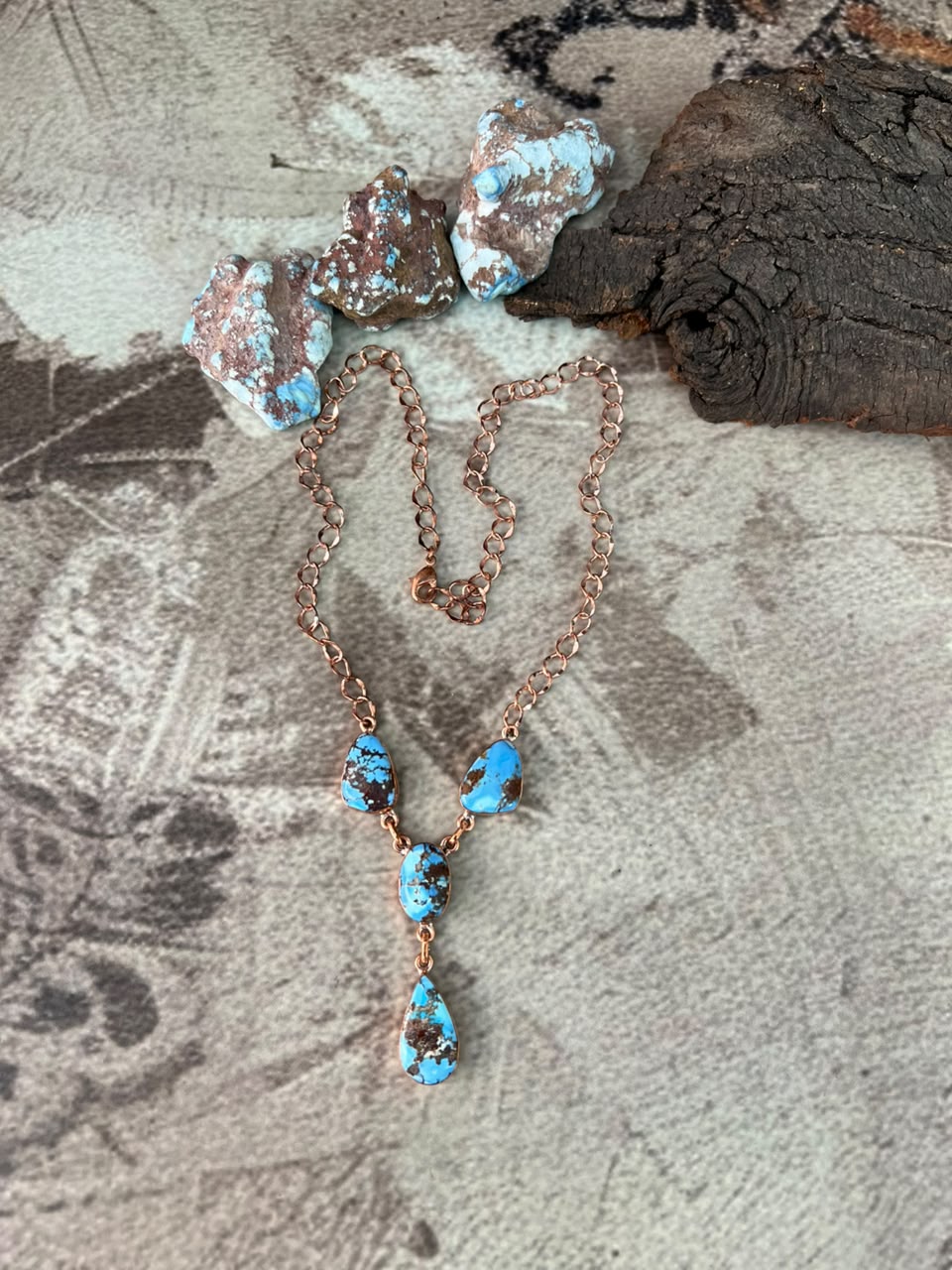 Handmade Golden Hills Turquoise Copper Collection: Necklace Signed Nizhoni