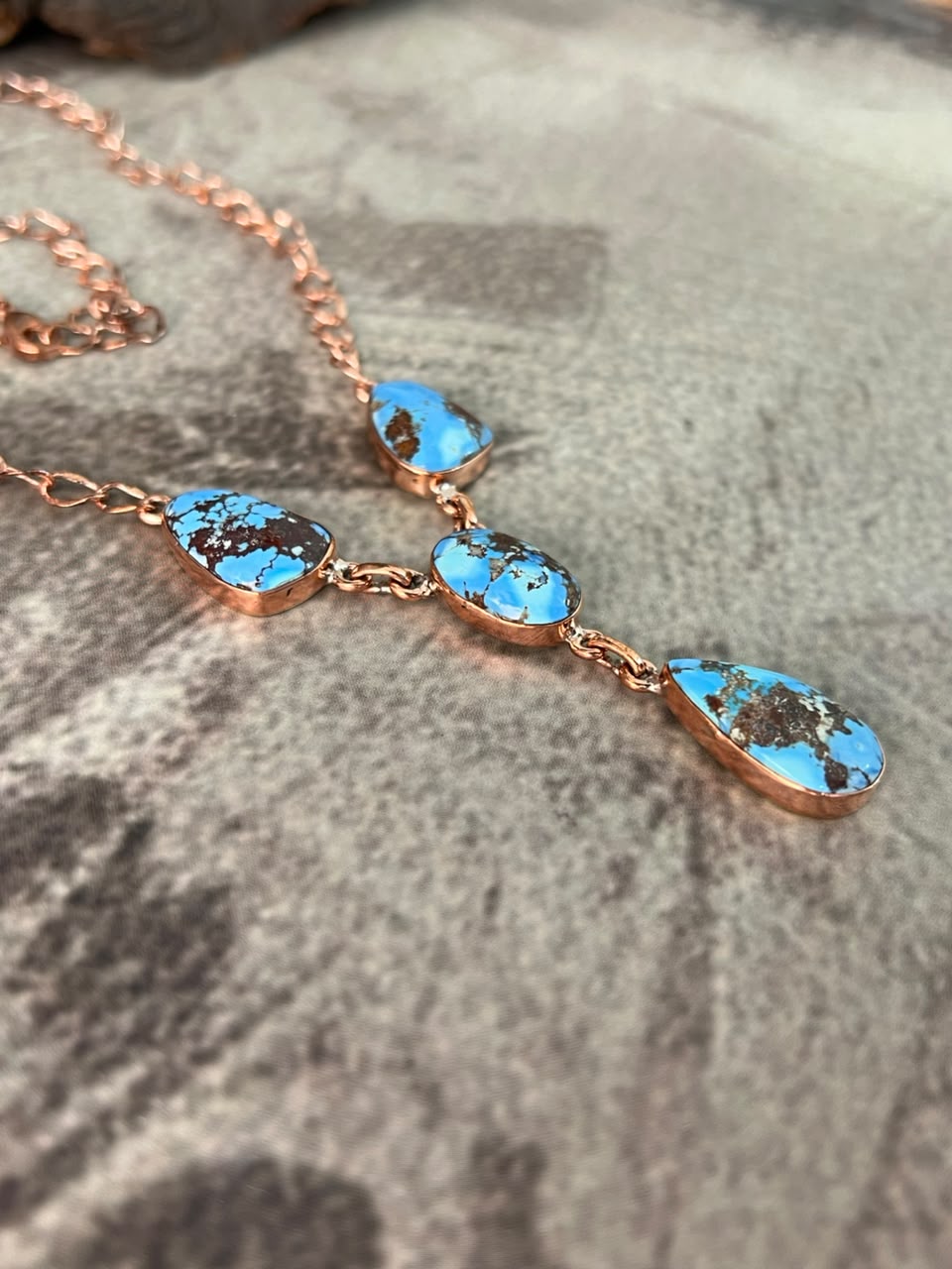 Handmade Golden Hills Turquoise Copper Collection: Necklace Signed Nizhoni