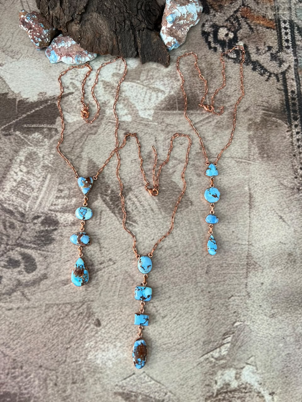 Handmade Golden Hills Turquoise Copper Collection: Necklace Signed Nizhoni
