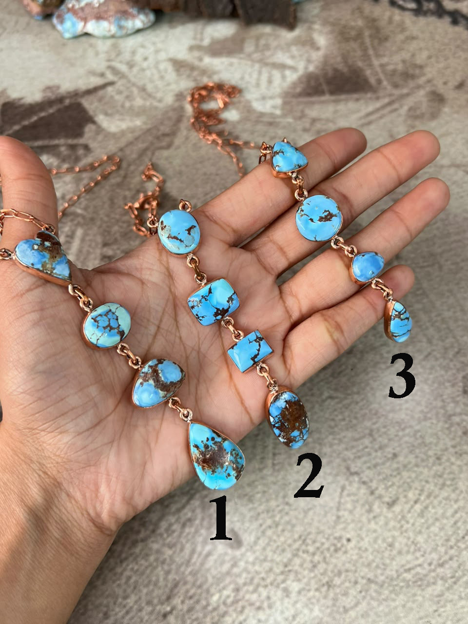 Handmade Golden Hills Turquoise Copper Collection: Necklace Signed Nizhoni