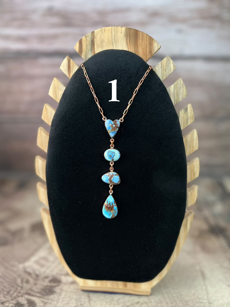 Handmade Golden Hills Turquoise Copper Collection: Necklace Signed Nizhoni