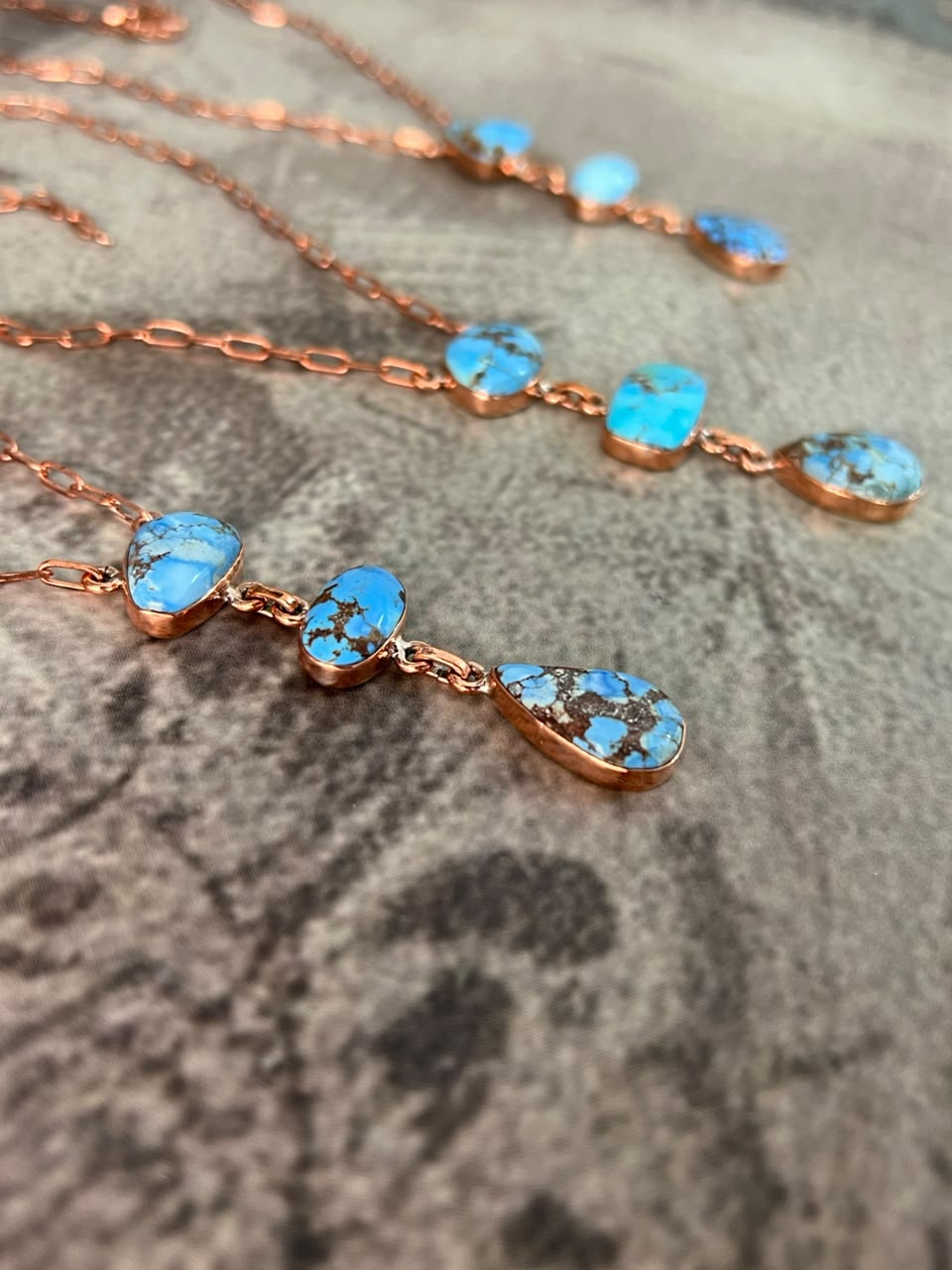 Handmade Golden Hills Turquoise Copper Collection: Necklace Signed Nizhoni