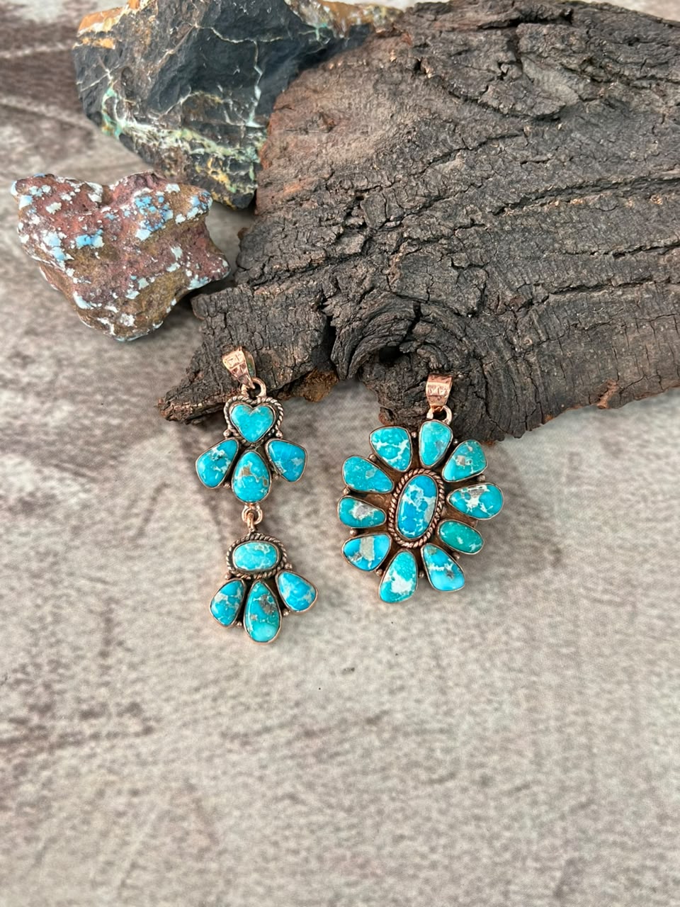 Handmade White Water Turquoise Copper Collection: Pendant Signed Nizhoni