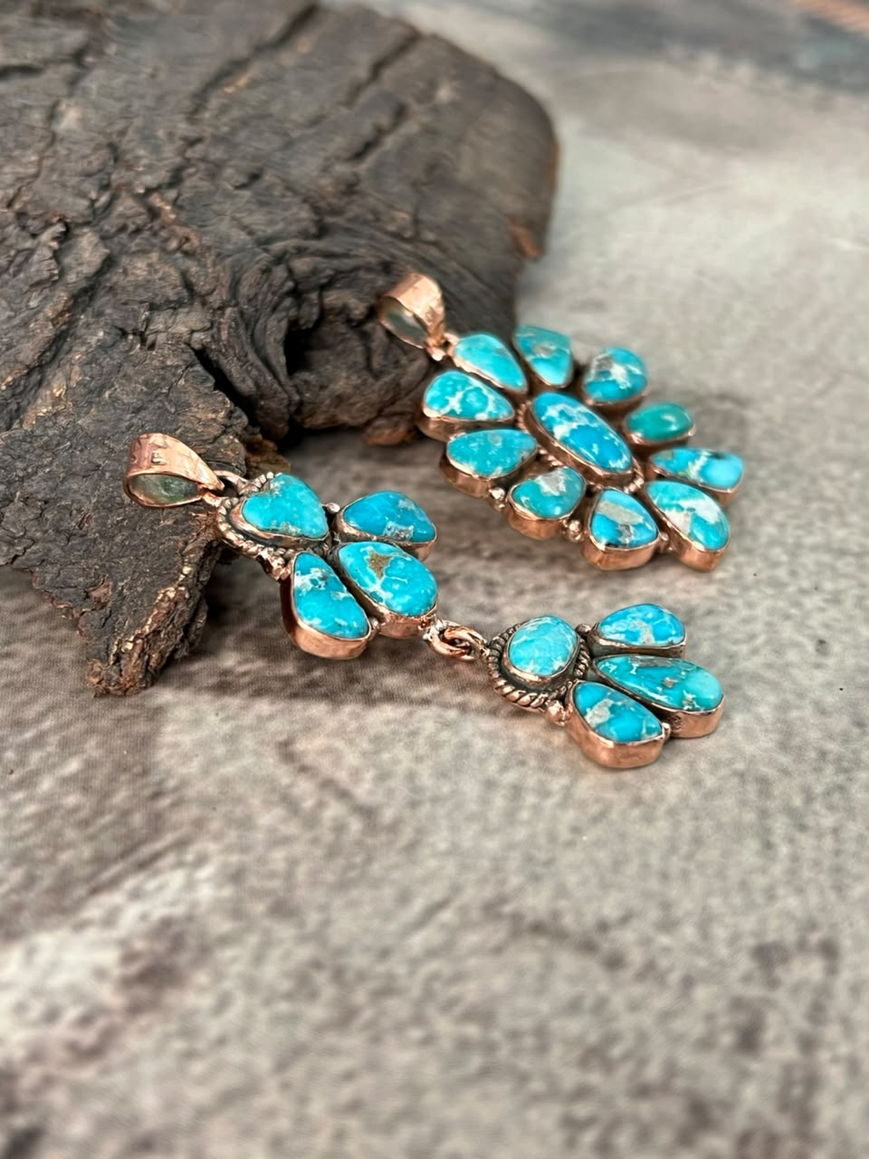 Handmade White Water Turquoise Copper Collection: Pendant Signed Nizhoni