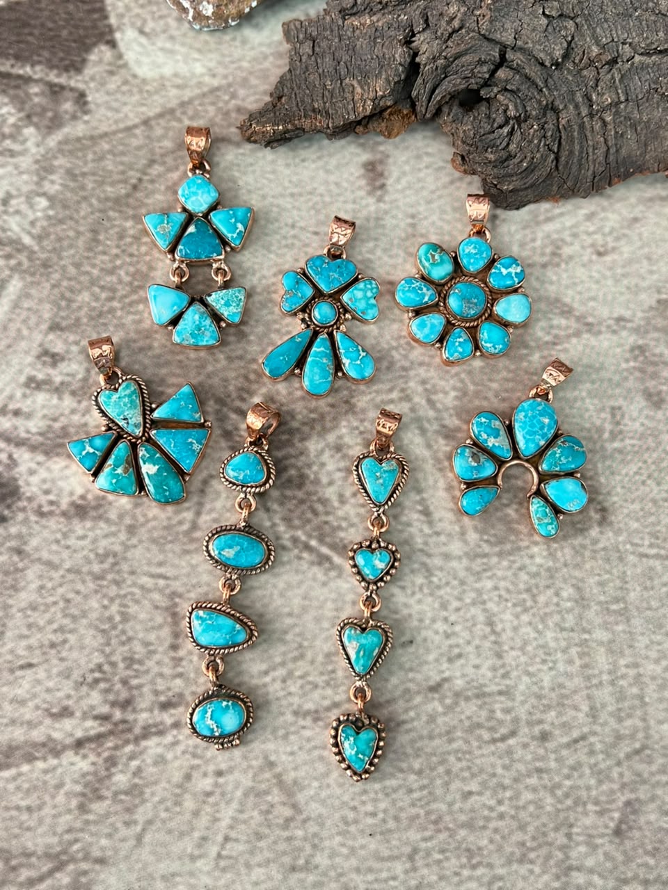 Handmade White Water Turquoise Copper Collection: Pendant Signed Nizhoni