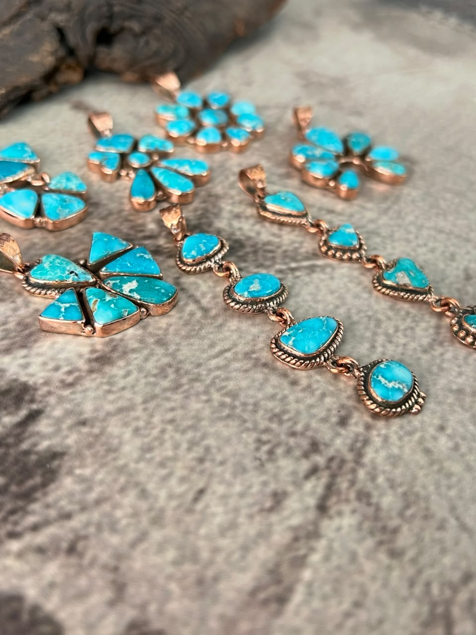 Handmade White Water Turquoise Copper Collection: Pendant Signed Nizhoni