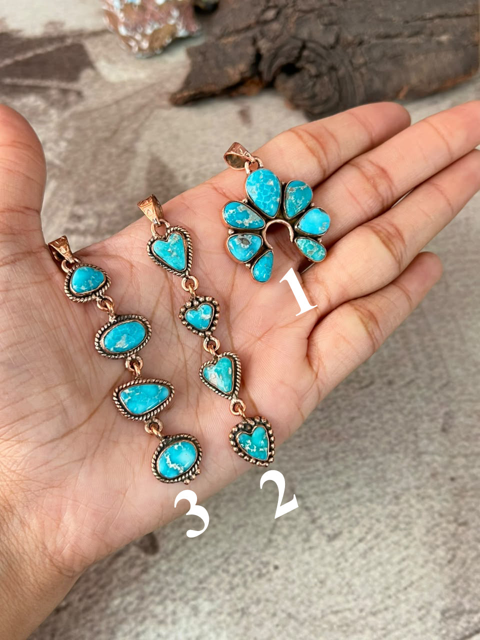 Handmade White Water Turquoise Copper Collection: Pendant Signed Nizhoni
