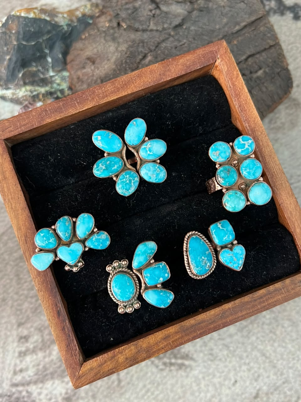 Handmade White Water Turquoise Copper Collection: Adjustable Ring Signed Nizhoni