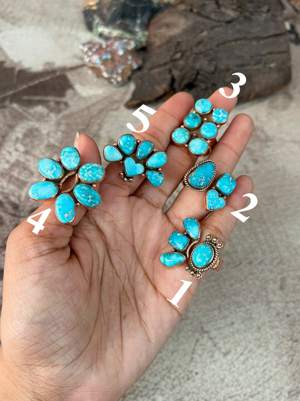 Handmade White Water Turquoise Copper Collection: Adjustable Ring Signed Nizhoni